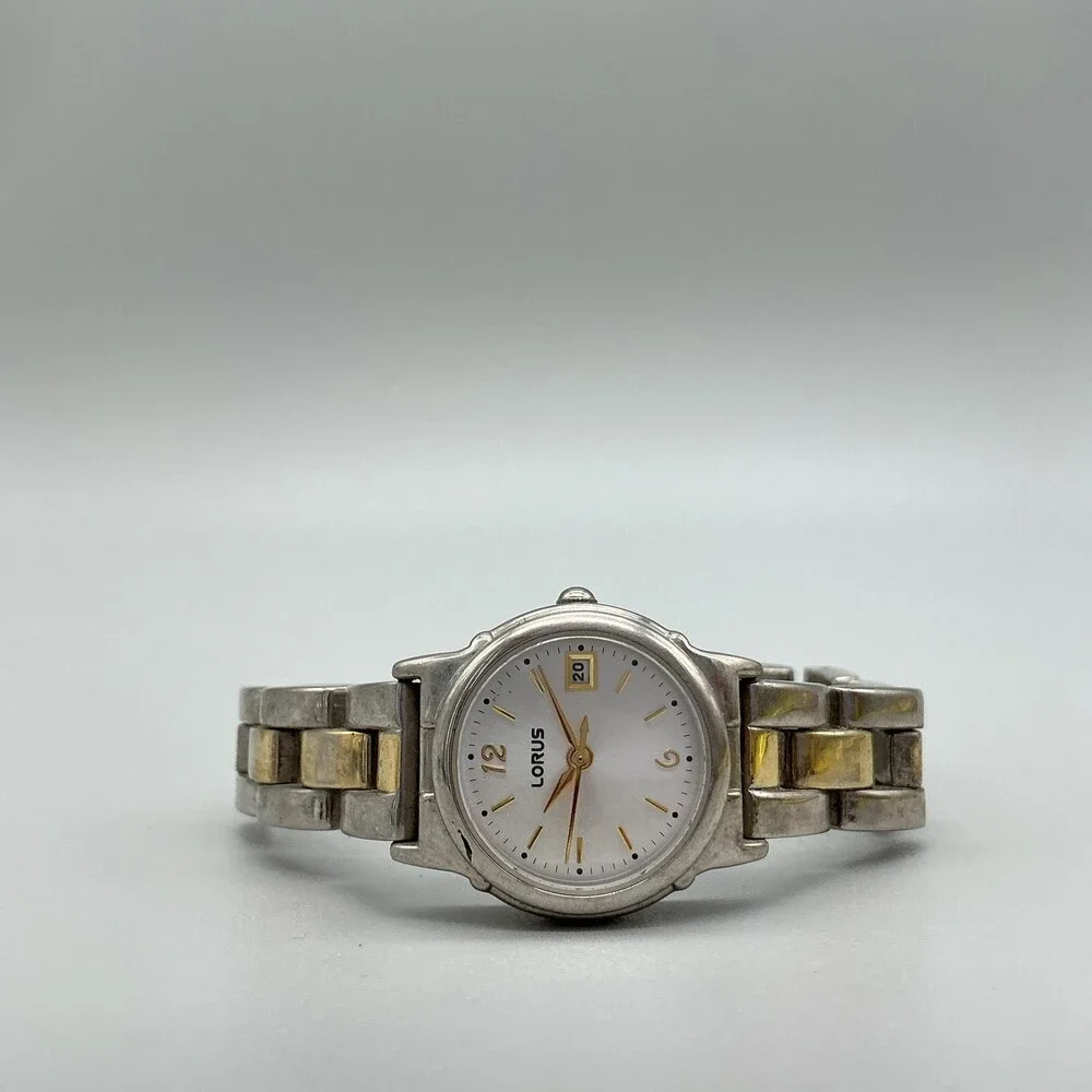 Lorus LR9228 Womens Watch 25mm Silver Dial Two Tone Date New Battery 7.5